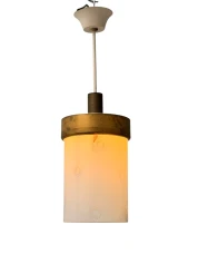 Mid-Century Modern Murano Pendant Lamp, Bronze & Milk Glass, 1960s